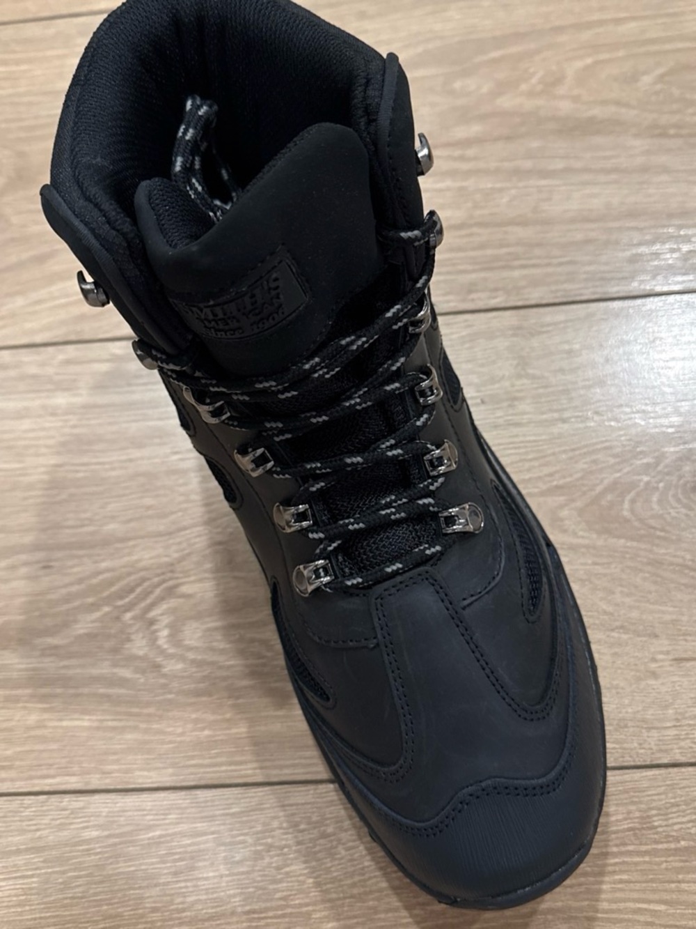 SMITH Black Lace-Up Hiking Boot with Padded Collar